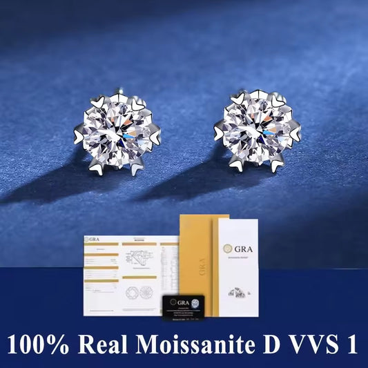 Snowflake Moissanite Stud Earrings