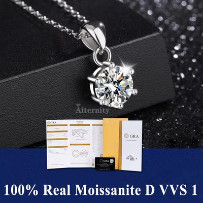 Moissanite 6 Prong Pendant Necklace