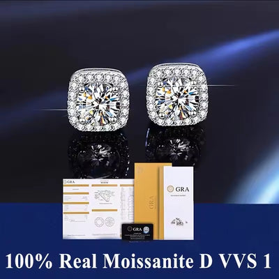 Moissanite Halo Stud Earrings