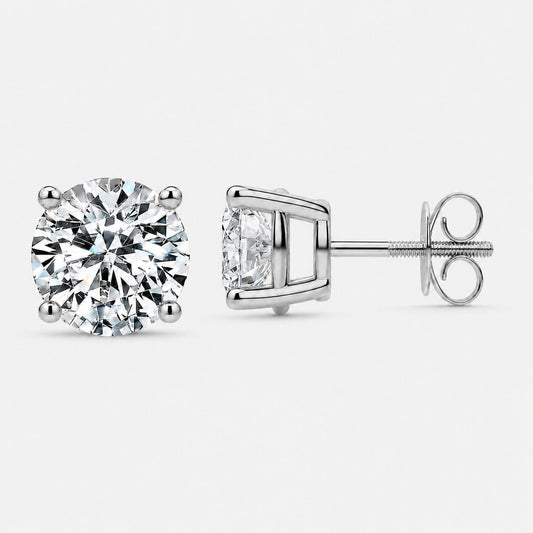 Moissanite Solitaire Stud Earrings