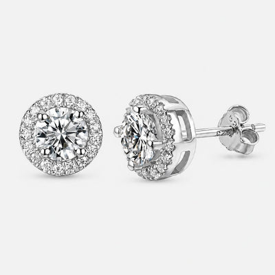 Moissanite Round Halo Stud Earrings 0.5ct