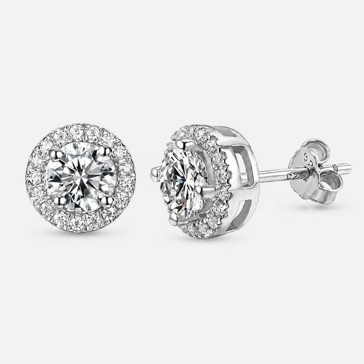 Moissanite Round Halo Stud Earrings 0.5ct