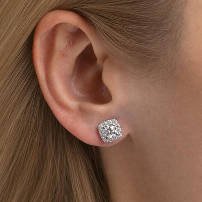 Moissanite Halo Stud Earrings 0.5ct