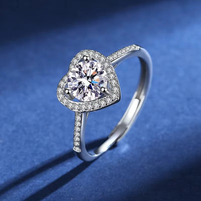 Moissanite Heart Ring 1ct With Box