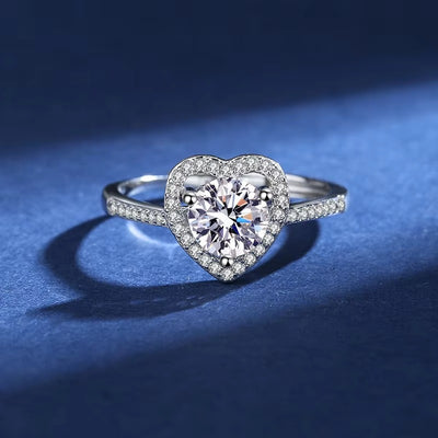 Moissanite Heart Ring 1ct With Box