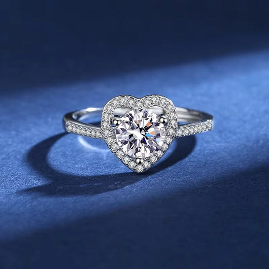 Moissanite Heart Ring 1ct With Box