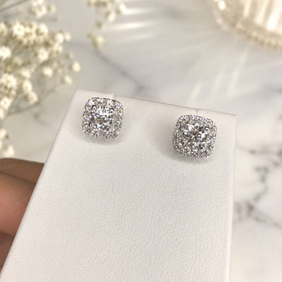 Moissanite Halo Stud Earrings 0.5ct