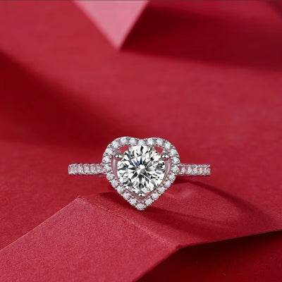 Moissanite Heart Ring 1ct With Box