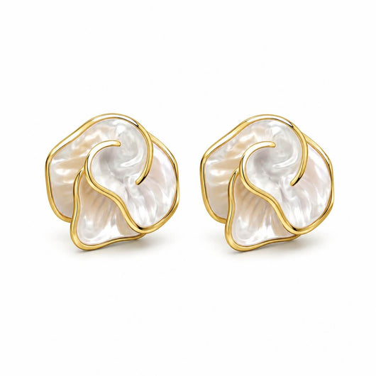 Mother Of Pearl Bloom Stud Earrings