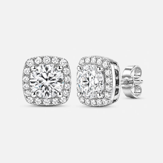 Moissanite Halo Stud Earrings 1ct