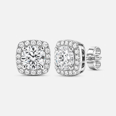 Moissanite Halo Stud Earrings 0.5ct