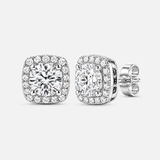 Moissanite Halo Stud Earrings 0.5ct