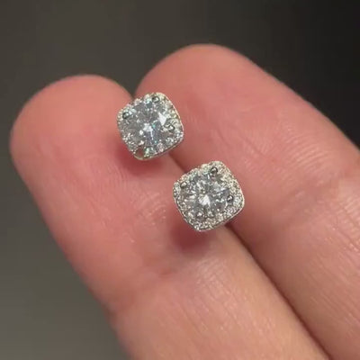 Moissanite Halo Stud Earrings 0.5ct