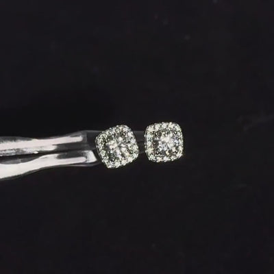 Moissanite Halo Stud Earrings 0.5ct